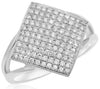 ESTATE .55CT DIAMOND 18KT WHITE GOLD 3D MULTI ROW PAVE SQUARE GEOMETRIC FUN RING