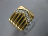 ESTATE WIDE .34CT DIAMOND 14KT YELLOW GOLD 3D V SHAPE MULTI ROW SQUARE MENS RING