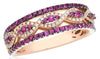 ESTATE .69CT DIAMOND & AAA RUBY 14KT ROSE GOLD 3D ROPE INFINITY LOVE RING