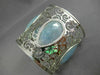 ESTATE LARGE 19.70CT DIAMOND & AAA AQUAMARINE 18KT WHITE GOLD 3D BANGLE BRACELET