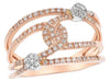 ESTATE .28CT DIAMOND 14KT WHITE & ROSE GOLD 3D MULTI ROW CRISS CROSS FLORAL RING
