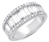 LARGE 1.77CT DIAMOND 14K WHITE GOLD ROUND & BAGUETTE GRADUATING ANNIVERSARY RING