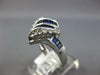 1.20CT DIAMOND & AAA SAPPHIRE 14KT WHITE GOLD 3D ROUND & BAGUETTE LEAF LOVE RING