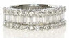 ESTATE 1.32CT DIAMOND 18KT WHITE GOLD 3D ROUND & BAGUETTE 3 ROW ANNIVERSARY RING