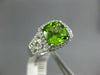 LARGE 2.45CT DIAMOND & AAA PERIDOT 14K WHITE GOLD CUSHION HALO FILIGREE FUN RING