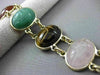 ANTIQUE LARGE JADE CARNELIAN ONYX 14K YELLOW GOLD OVAL DOUBLE ROW BRACELET 23386