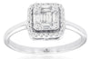 .32CT DIAMOND 14KT WHITE GOLD ROUND & BAGUETTE CLUSTER HALO FRIENDSHIP LOVE RING