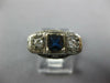 ANTIQUE .71CT OLD MINE DIAMOND & AAA SAPPHIRE 14KT WHITE GOLD 3D ART DECO RING