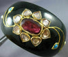 ANTIQUE LARGE ROSE CUT DIAMOND & TOURMALINE 22KT YELLOW GOLD FLOWER BANGLE 24327