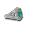 EXTRA LARGE 7.53CT DIAMOND & AAA PARAIBA TOURMALINE 18K 2 TONE GOLD 3D HALO RING