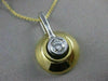 ESTATE LARGE DIAMOND BEZEL SOLITAIRE 14K 2 TONE GOLD HANGING DOMED PENDANT 11900