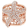 ESTATE .75CT DIAMOND 14KT ROSE GOLD 3D MULTI ROW STAR FISH LUCKY RING