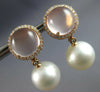 LARGE 12.2CT DIAMOND & AAA PINK QUARTZ & SOUTH SEA PEARL 18KT ROSE GOLD EARRINGS