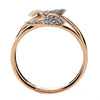 ESTATE .46CT LIGHT PINK DIAMOND 18KT ROSE GOLD 3D CLASSIC DOUBLE HEART LOVE RING
