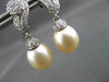 ESTATE .60CT DIAMOND & PEARL 14KT WHITE GOLD 3D FLOWER HANGING EARRINGS #22109