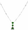 2.03CT DIAMOND & AAA TSAVORITE 18KT WHITE GOLD MULTI SHAPE 3 STONE LOVE NECKLACE