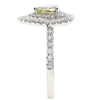 1.38CT WHITE & FANCY YELLOW DIAMOND 18KT 2 TONE GOLD DOUBLE HALO ENGAGEMENT RING