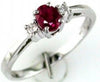 ESTATE .53CT DIAMOND & AAA RUBY 14KT WHITE GOLD 3D ROUND & OVAL 3 STONE FUN RING