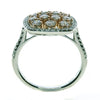2.21CT WHITE & PINK DIAMOND 18K WHITE & ROSE GOLD ROUND CLUSTER SQUARE LOVE RING