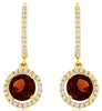 2.16CT DIAMOND & AAA GARNET 14K YELLOW GOLD 3D ROUND HALO LEVERBACK FUN EARRINGS