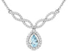 .60CT DIAMOND & AAA AQUAMARINE 14KT WHITE GOLD ROUND & PEAR SHAPE LOVE NECKLACE