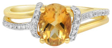 1.26CT DIAMOND & AAA CITRINE 14KT YELLOW GOLD OVAL & ROUND FRIENDSHIP LOVE RING