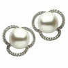 ESTATE .45CT DIAMOND & AAA SOUTH SEA PEARL 14K WHITE GOLD FLOWER STUD EARRINGS