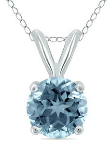 .30CT AAA AQUAMARINE 14KT WHITE GOLD 3D CLASSIC ROUND SOLITAIRE FLOATING PENDANT
