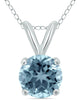 .30CT AAA AQUAMARINE 14KT WHITE GOLD 3D CLASSIC ROUND SOLITAIRE FLOATING PENDANT
