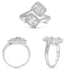 LARGE .71CT DIAMOND 14KT WHITE GOLD ROUND & BAGUETTE CLUSTER DOUBLE SQUARE RING