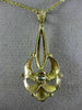 ANTIQUE VICTORIAN .08CT OLD MINE DIAMOND 14KT YELLOW GOLD FILIGREE PENDANT 21417