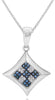.12CT WHITE & BLUE DIAMOND 14K WHITE GOLD 3D GEOMETRICAL UNISEX FLOATING PENDANT