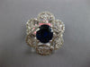 2.92CT DIAMOND & AAA SAPPHIRE 18KT WHITE GOLD 3D OVAL & ROUND FLOWER LOVE RING