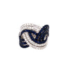 LARGE 2.53CT DIAMOND & AAA SAPPHIRE 18KT WHITE GOLD MULTI ROW CRISS CROSS RING