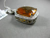 ESTATE MASSIVE 17.16CT DIAMOND & CITRINE 14KT WHITE GOLD HALO FLOATING PENDANT