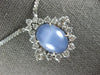 LARGE & LONG 12.10CT DIAMOND & AAA BLUE STAR SAPPHIRE 14K WHITE GOLD 3D NECKLACE