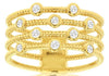 ESTATE WIDE .25CT DIAMOND 14KT YELLOW GOLD 3D ROUND MULTI ROW BEZEL FUN RING