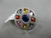 ESTATE LARGE 3.56CT DIAMOND & MULTI COLOR SAPPHIRE 18KT GOLD FILIGREE OVAL RING