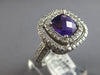 LARGE 2.80CT DIAMOND & AAA AMETHYST 14KT WHITE GOLD 3D CUSHION & ROUND HALO RING