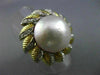 ANTIQUE MASSIVE .35CT DIAMOND 18K TWO TONE GOLD AAA MABE PEARL FLOWER RING 25403