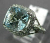 ESTATE LARGE 2.30CT DIAMOND & AAA AQUAMARINE 14K WHITE GOLD HALO ENGAGEMENT RING
