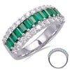 ESTATE WIDE 2.05CT DIAMOND & AAA EMERALD 14KT WHITE GOLD 3 ROW ANNIVERSARY RING