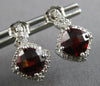 ESTATE 2.78CT DIAMOND & AAA GARNET 14KT WHITE GOLD SQUARE HALO HANGING EARRINGS