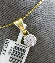 .25CT DIAMOND 14KT YELLOW GOLD CLASSIC CLUSTER FLOWER INVISIBLE FLOATING PENDANT