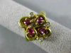 ESTATE LARGE .46CT DIAMOND & AAA RUBY 18K YELLOW GOLD 3D FLOWER ANNIVERSARY RING