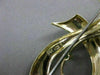 LARGE ANTIQUE OLD MINE DIAMOND EMERALD BOW 18KT W YELLOW GOLD PIN BROOCH #20404