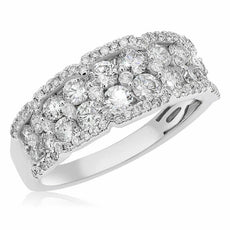 ESTATE WIDE 1.60CT DIAMOND 14KT WHITE GOLD MULTI ROW INVISIBLE ANNIVERSARY RING