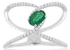 .68CT DIAMOND & AAA EMERALD 14K WHITE GOLD 3D OVAL & ROUND CRISS CROSS LOVE RING