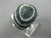 ESTATE WIDE 2.56CT DIAMOND & AAA SAPPHIRE 14K WHITE GOLD 3D OVAL MICRO PAVE RING