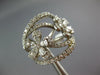 ESTATE LARGE 1.80CT DIAMOND 18K WHITE GOLD ROUND & PEAR SHAPE DOUBLE FLOWER RING